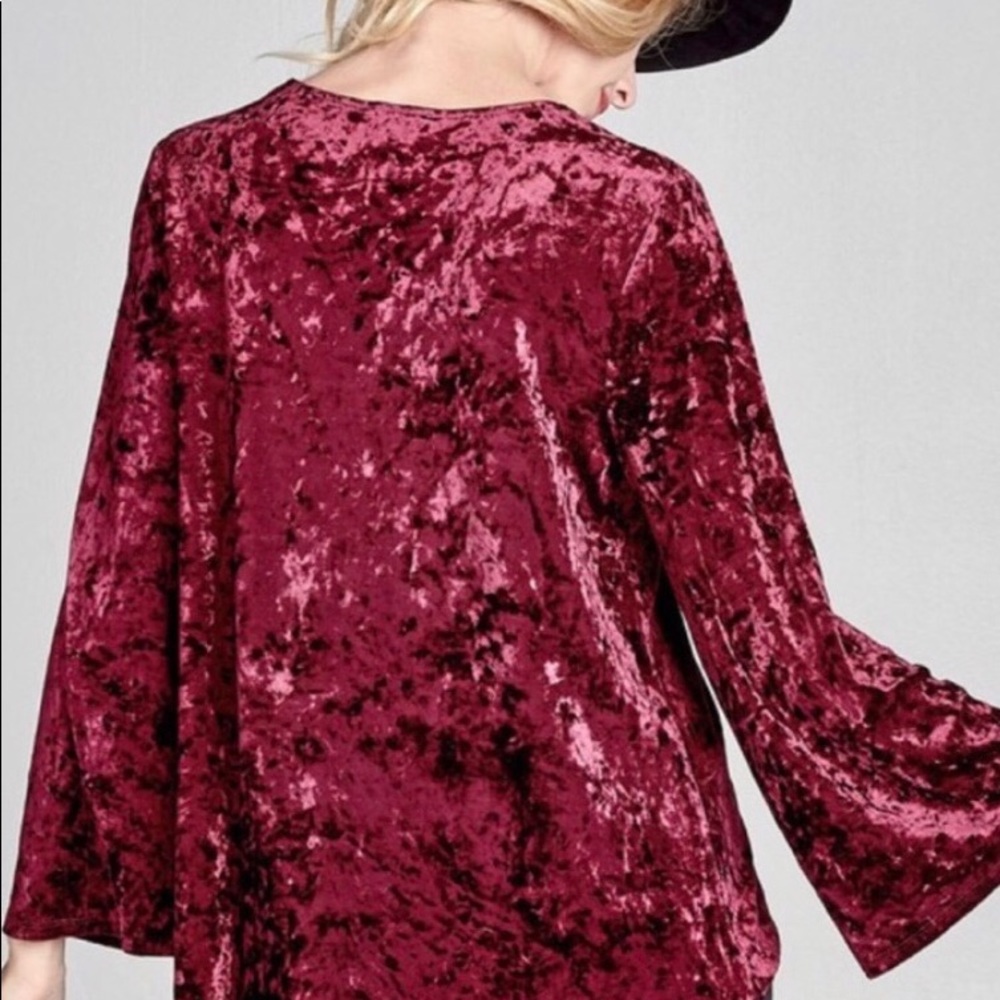 3/$30 Cranberry Bohemian Crushed Velvet Top - Picture 5 of 8
